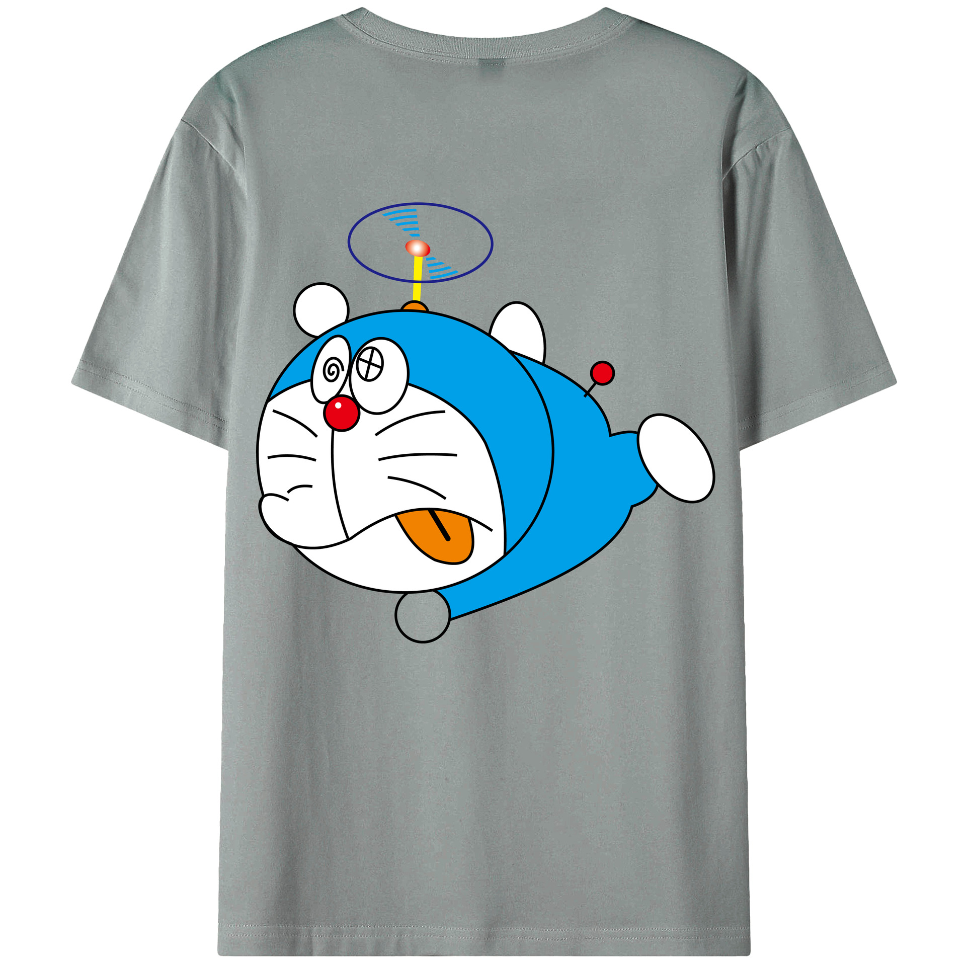 （画像用） ドラえもん Doraemon 綿100％ メンズ半袖Tシャツ（バックプリント） 通気性